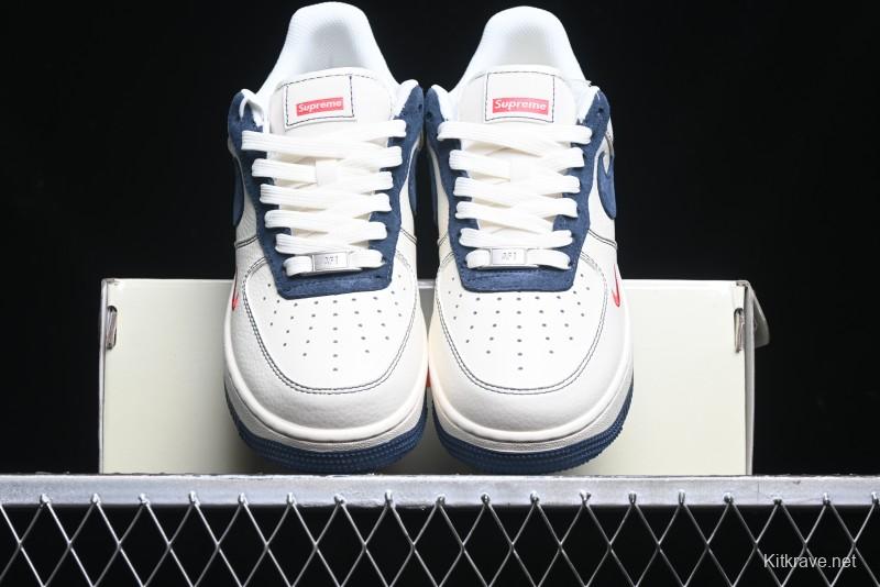 Nike Air Force 1 '07 Low Supreme Collaboration - Light Blue Suede Swoosh Casual Sneakers - XZ3328-669