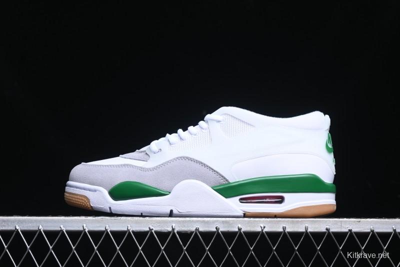 Nike Air Jordan 4 Remastered AJ4 Retro Sneakers in White Green with Gum Sole - FQ7939-103
