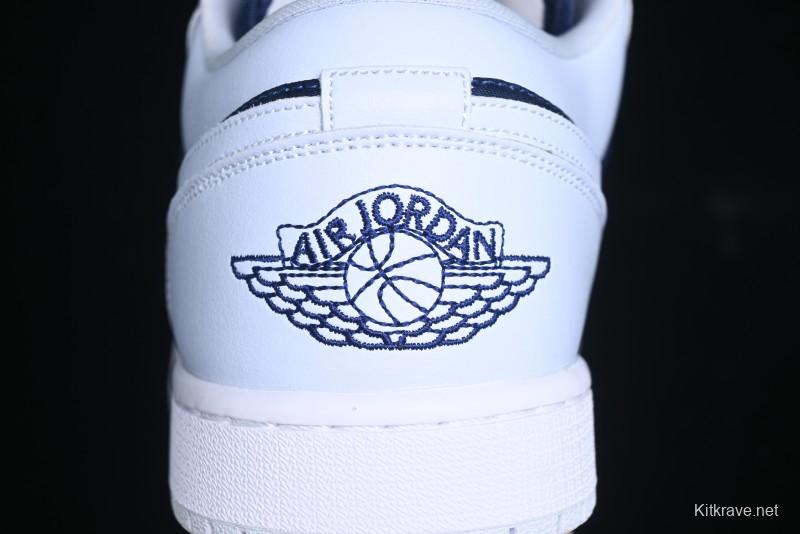 Nike Air Jordan 1 Low AJ1 Navy Blue Silk Casual Sneakers - FZ8778-044