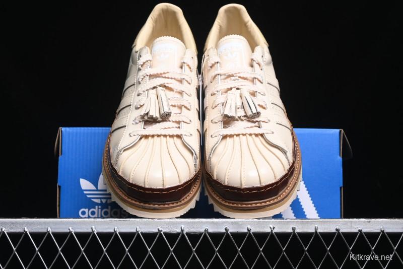 Adidas Superstar Clot Collaboration JQ6117 Preppy Style Shell Toe Casual Sneakers with Perforated Leather Upper - JQ6117