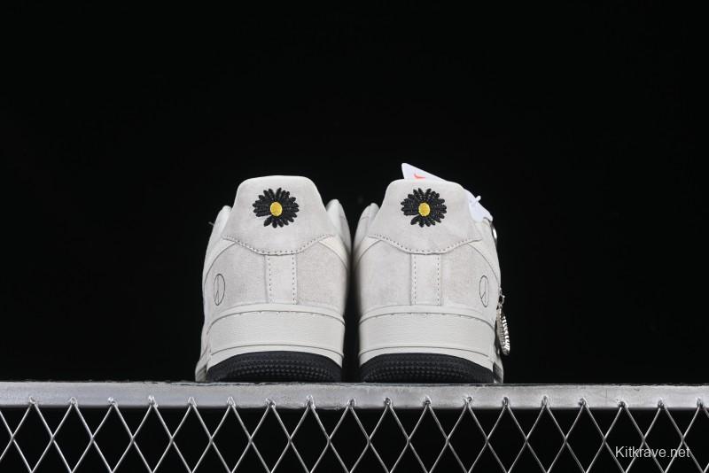 Nike Air Force 1 '07 Low Grey Pig Suede Graffiti Casual Sneakers - DF0188-035