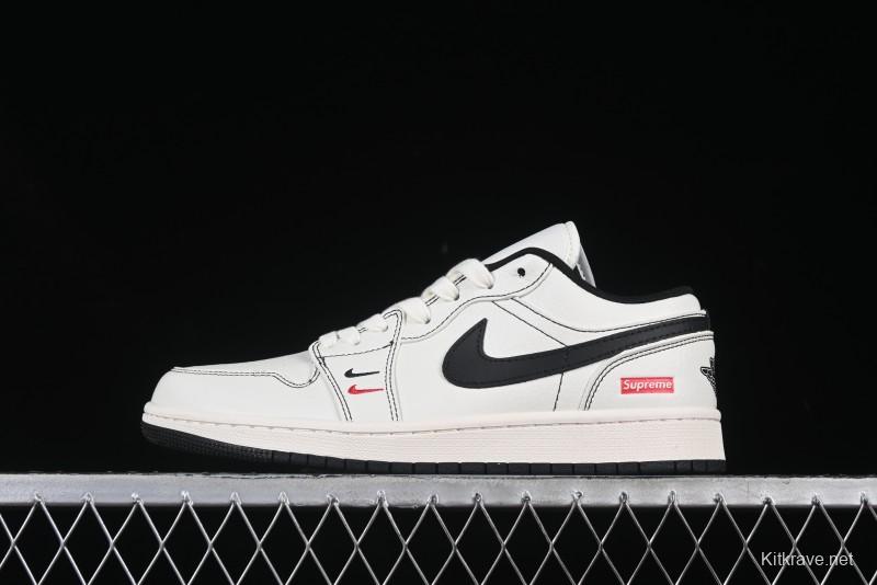 Nike Air Jordan 1 Low Supreme Collaboration Retro Basketball Shoes - XX3318-108