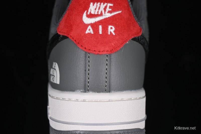 Nike Air Force 1 '07 Low The North Face Collaboration Beige Grey Black Snake Leather Custom Casual Sneakers - DM6688-052