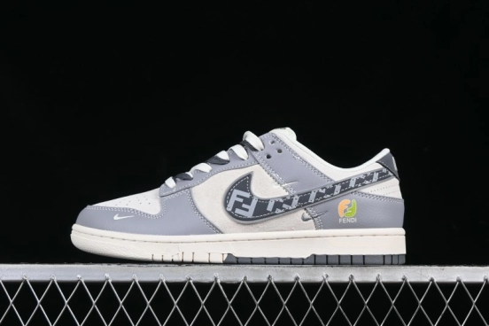 Nike SB Dunk Low Fendi Collaboration Grey White Grey Swoosh Anniversary High-End Custom Low-Top Casual Skate Shoes - DM6868-021