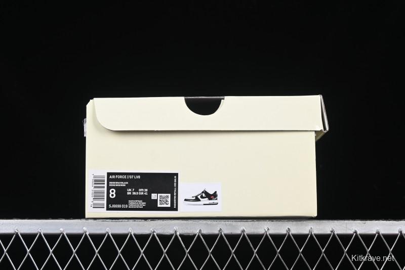 Nike Air Force 1 '07 Low Supreme Champion Collaboration Beige Black Mini Swoosh Casual Sneakers - SJ6698-019