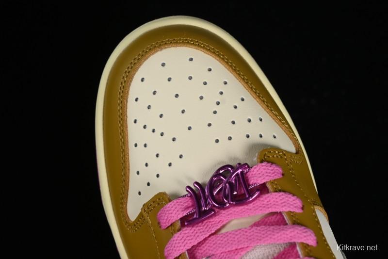 Nike Dunk Low "Just Do It" SB Low-Top Casual Skate Shoes in Coconut Milk and Pink - FD8683-700