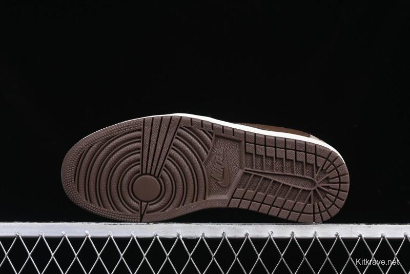 Nike Travis Scott x Fragment Design x Air Jordan 1 Low OG SP AJ1 Snake Year Limited Brown Snake Print Low Top Casual Sneakers - DM7866-074