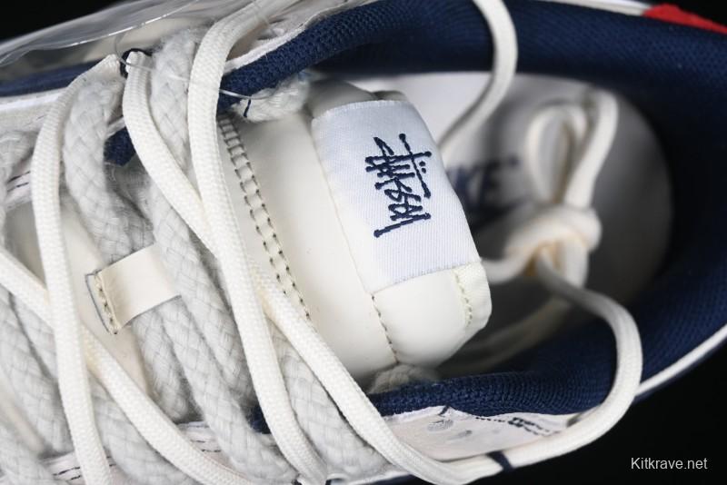 Nike SB Dunk Low Stussy Anniversary Edition High-End Custom Sneakers with Lace-Up Design in Grey White and Navy - YX5066-240