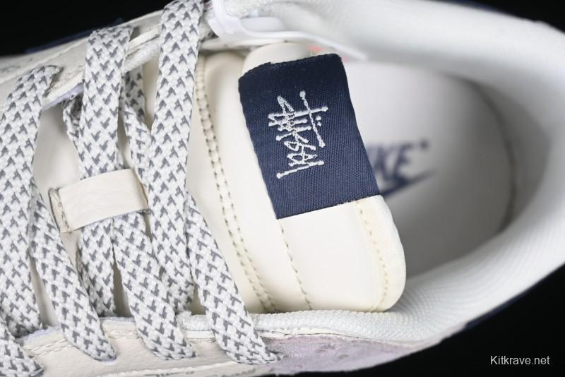 Nike SB Dunk Low Stussy Collaboration Blue Swoosh Gum Sole Anniversary Custom Low-Top Casual Sneakers - XS1086-012