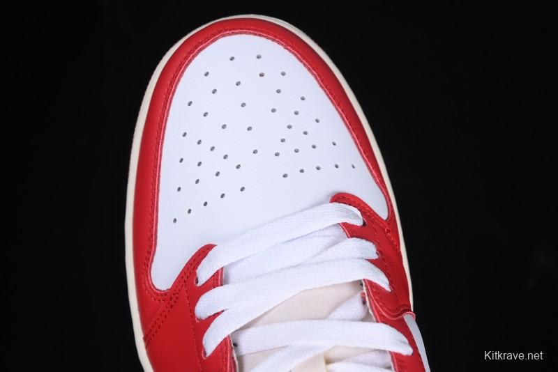 Nike Air Jordan 1 Low AJ1 White Red Black Hook Casual Sneakers - HQ6998-600