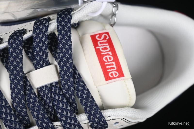 Nike SB Dunk Low Supreme Collaboration Grey Blue Woven Label Anniversary High-End Custom Low-Top Casual Skate Shoes - BB7518-026