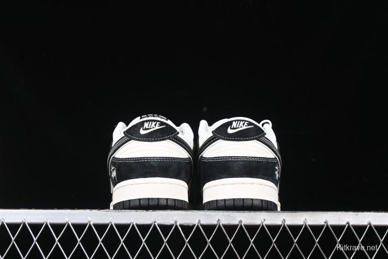 Nike SB Dunk Low Stussy x Gucci Triple Collaboration - Irregular Black Swoosh Anniversary Custom Low-Top Casual Sneakers - FC1688-196