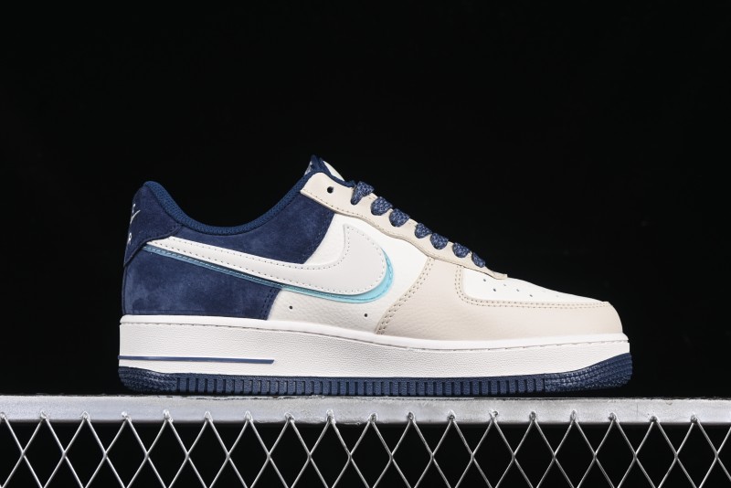 Nike Air Force 1 '07 Low Stussy Collaboration Light Blue White Transparent Swoosh Low-Top Casual Sneakers - DM6688-055