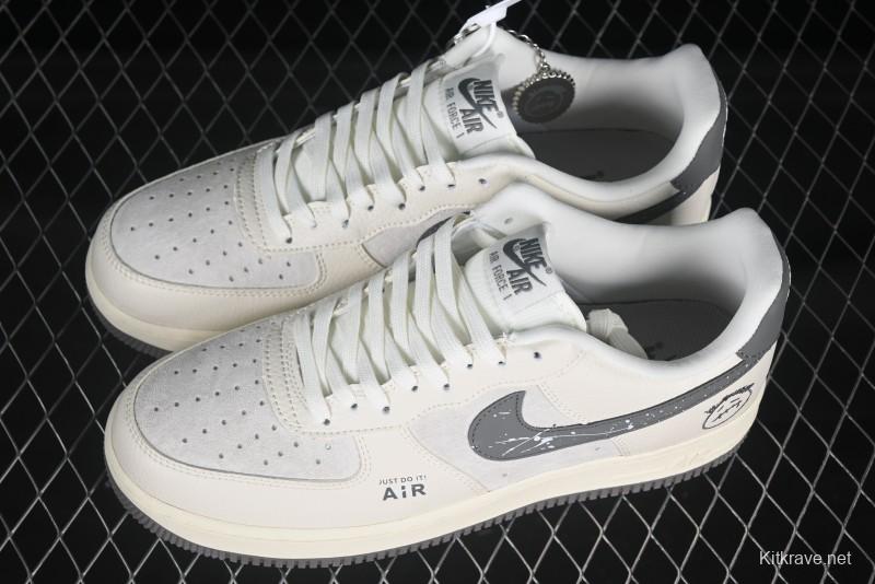 Nike Air Force 1 '07 Low Casual Sneakers in Light Grey with Custom Hardware - DF0188-036