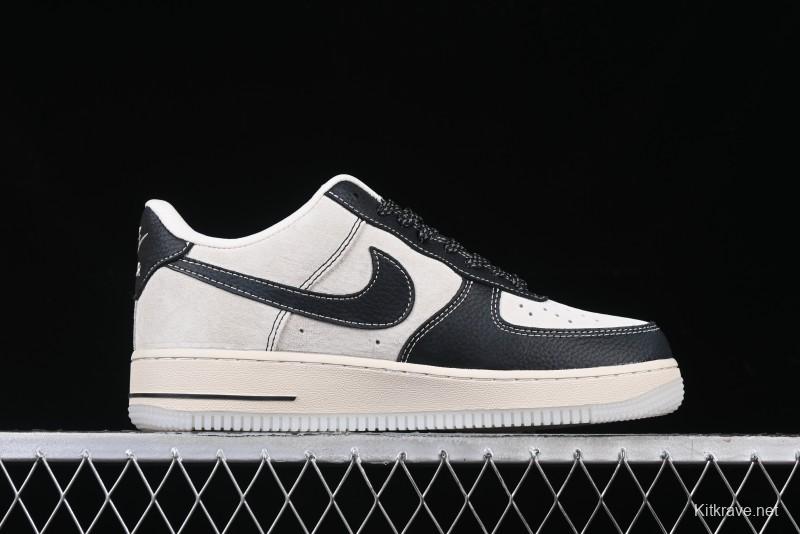 Nike Air Force 1 '07 Low Moncler Collaboration - Black Lychee Grain Pigskin Low-Top Casual Sneakers - CH6336-514
