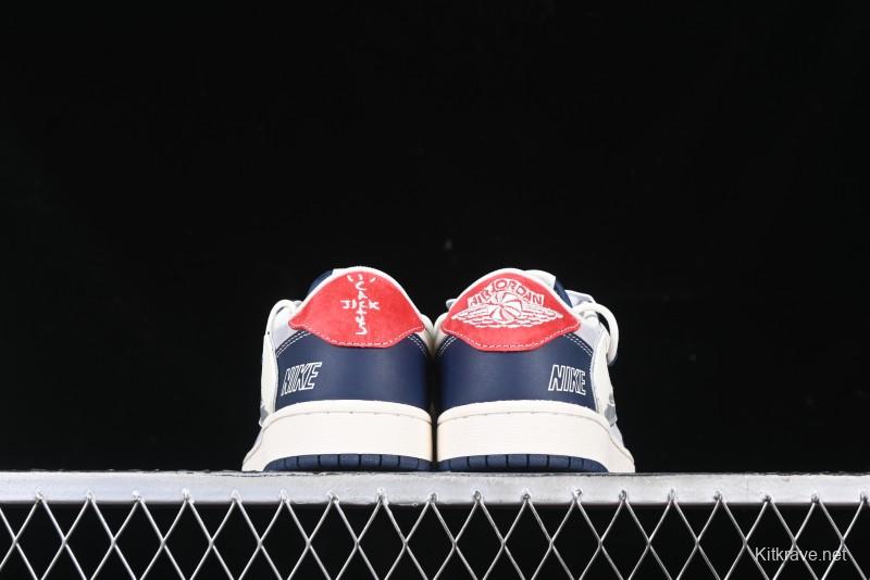 Nike Travis Scott x Fragment Design x Air Jordan 1 Low OG SP AJ1 Graffiti Drawstring Low-top Casual Sneakers - XS3186-203