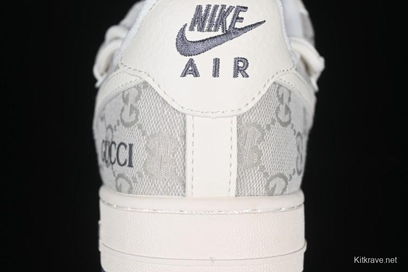Nike Air Force 1 '07 Low Gucci Collaboration Smoke Gray Drawstring Casual Sneakers - SJ1198-105