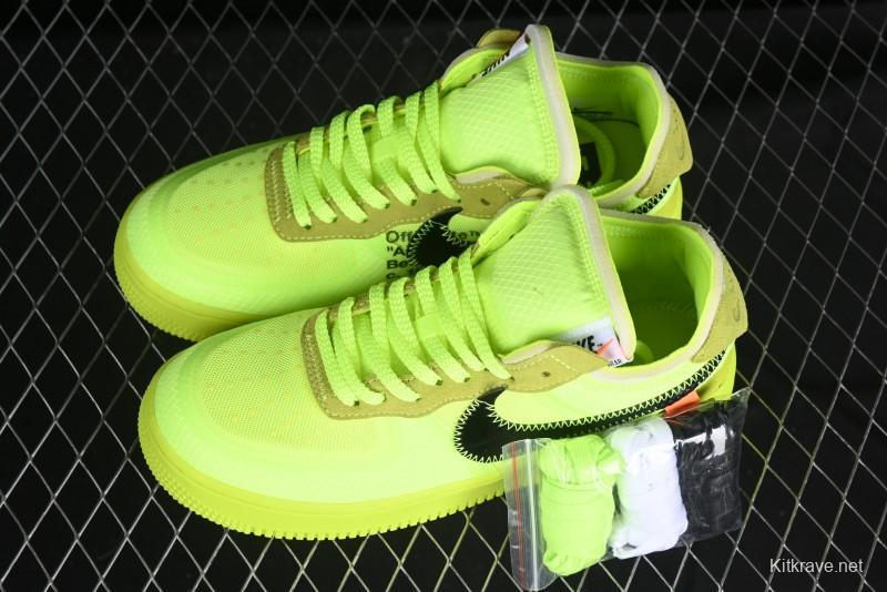 Nike Off White x Air Force 1 Low OW Collaboration Transparent Yellow Sneakers - AO4606-700