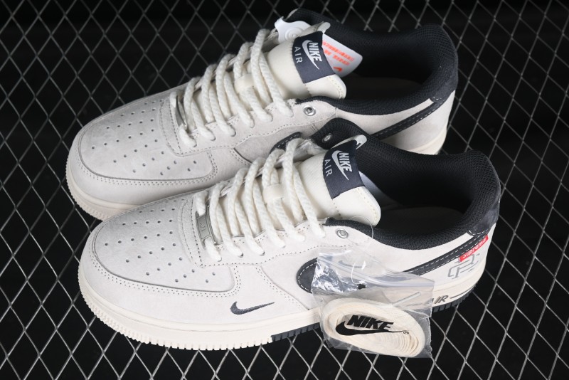 Nike Air Force 1 '07 Low Champion Collaboration Dual-Tone Grey Swoosh Triple Mini Swoosh Low-Top Casual Sneakers - SJ6698-022