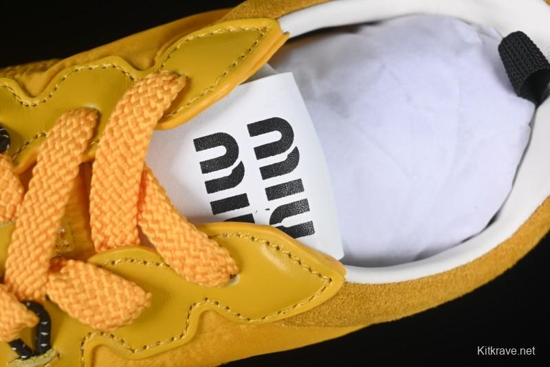 Miu Miu Suede Round Toe Lace-Up Women's Low-Top Casual Shoes - 99D4