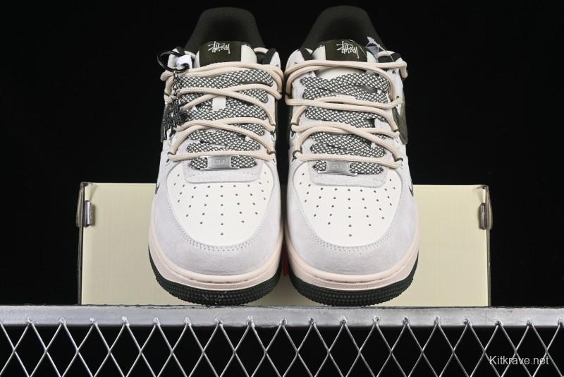 Nike Air Force 1 '07 Low Stussy Collaboration Camo Swoosh Drawstring Casual Sneakers - DM6688-014