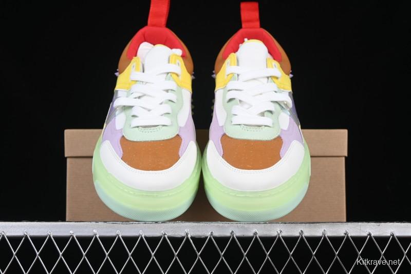 Christian Louboutin Funnyto Flat French Luxury Brand Green Color Block Low Top Sneakers - X.D4