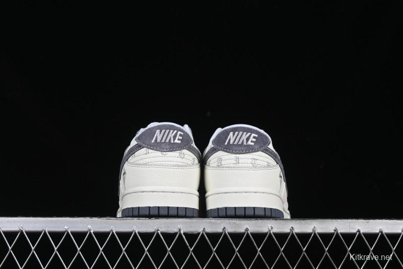 Nike SB Dunk Low Chrome Hearts Collaboration Cross Print Grey Swoosh Anniversary Custom Low-Top Casual Sneakers - DJ2024-064