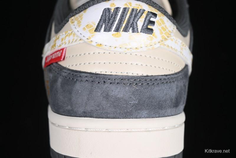 Nike SB Dunk Low Supreme Snake Year Collaboration White Hook Anniversary High-End Custom Low-Top Casual Skate Shoes - DM6868-016