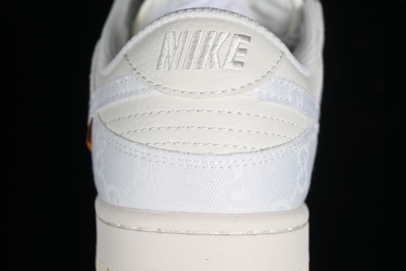 Nike SB Dunk Low Gucci Collaboration - Silver White Pattern Anniversary High-End Custom Low-Top Casual Sneakers BB9676-312