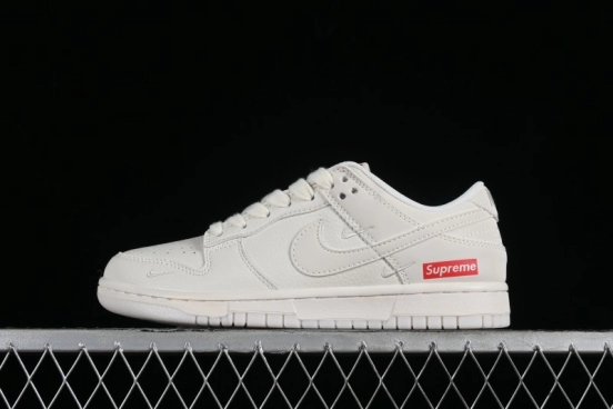Nike SB Dunk Low Supreme Collaboration - Double Swoosh Anniversary Custom Low-Top Casual Skate Shoes - BB8675-104