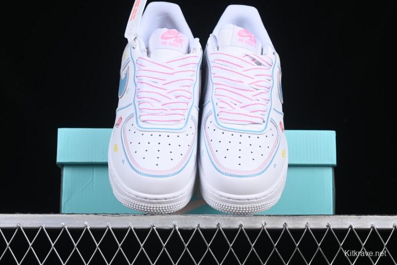 Nike Air Force 1 '07 Low Valentine's Day Limited Edition 2D Hand-Painted Graffiti Lollipop Casual Sneakers - TY0301-111