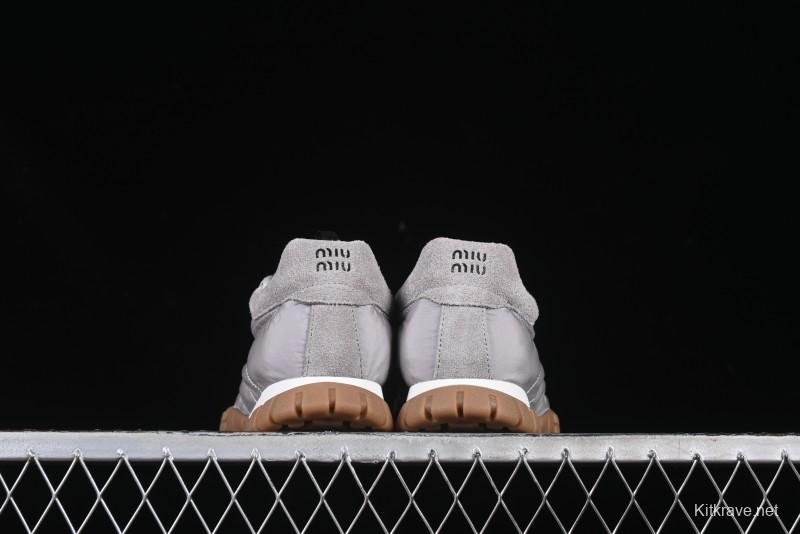 Miu Miu Suede Round Toe Lace-Up Low Top Women's Casual Shoes - 99D4