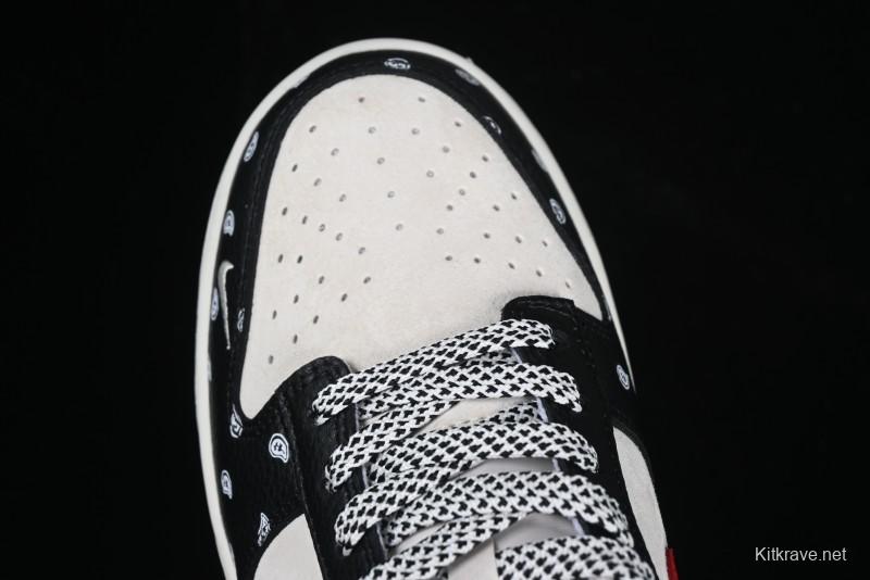 Nike SB Dunk Low Edison Chen Collaboration Graffiti Red Swoosh Anniversary Custom Low-Top Casual Skate Shoes - DJ2024-101