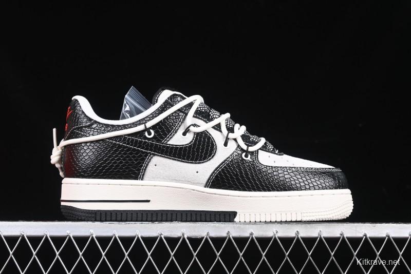 Nike Air Force 1 '07 Low Stussy Year of the Snake Limited Edition Black Snake Print Drawstring Casual Sneakers - DM6688-013