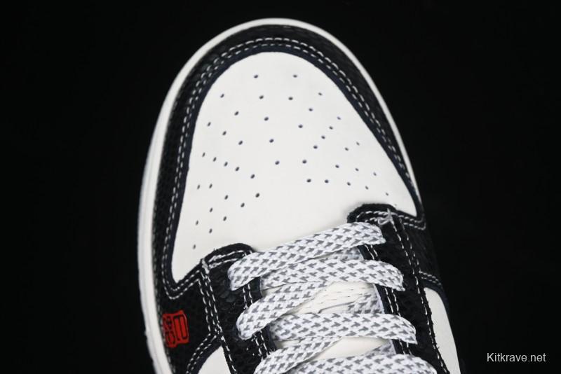 Nike SB Dunk Low UN Collaboration Year of the Snake Limited Edition Dual-Tone Black Snake Anniversary Custom Low-Top Casual Skate Shoes - AG3702-853