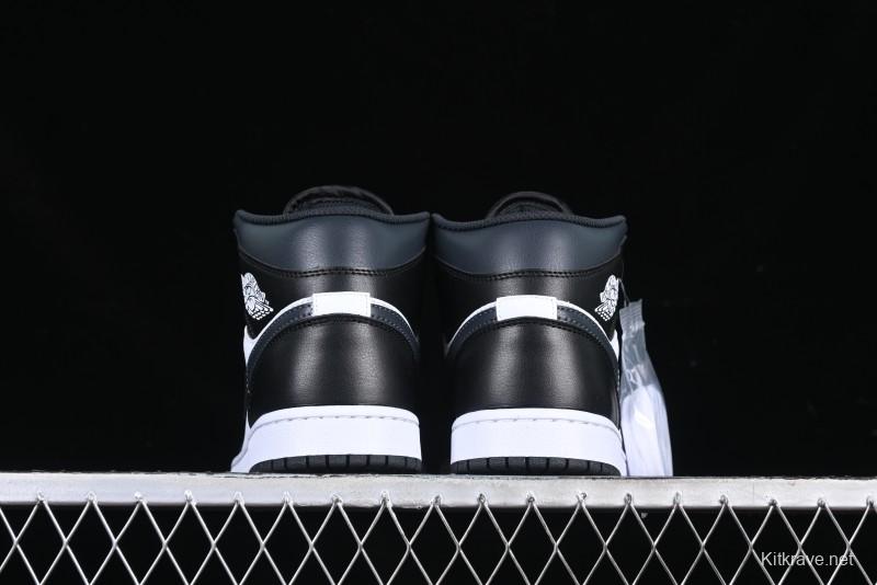 Nike Air Jordan 1 Mid AJ1 Basketball Shoes in Black White Gray - DQ8426-010