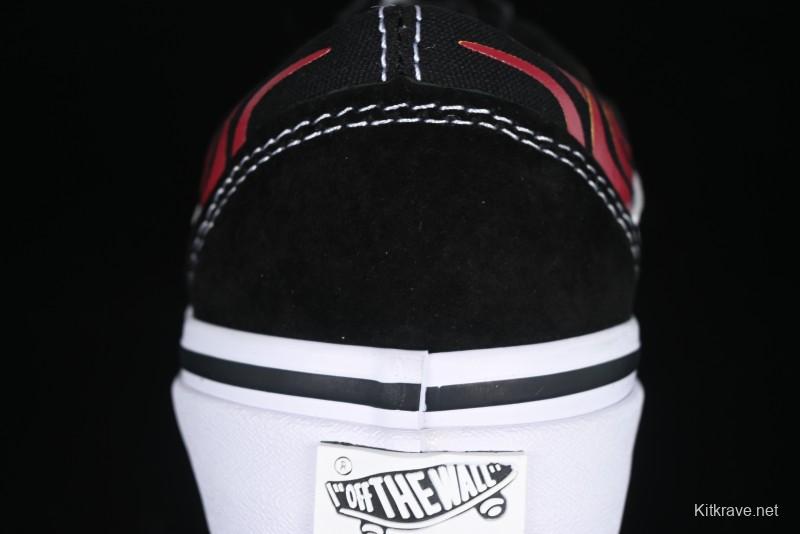Vans Old Skool Flame Red Low-Top Casual Skate Shoes - VN000CQDBA5