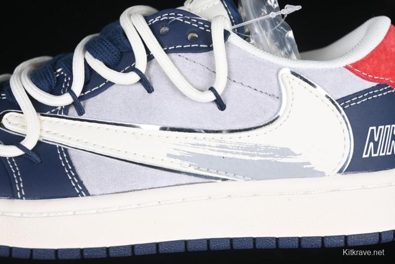 Nike Travis Scott x Fragment Design x Air Jordan 1 Low OG SP AJ1 Graffiti Drawstring Low-top Casual Sneakers - XS3186-203