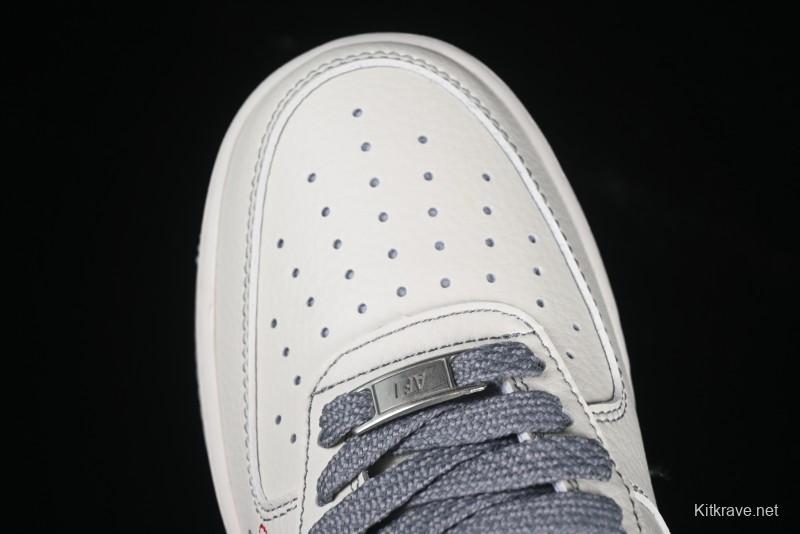 Nike Air Force 1 '07 Low Stussy Collaboration Dual-Tone Grey Swoosh Casual Sneakers - HH7518-037