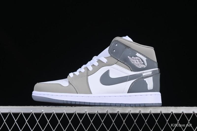 Nike Air Jordan 1 Mid AJ1 White Grey Mid Top Casual Sneakers - HF3193-100