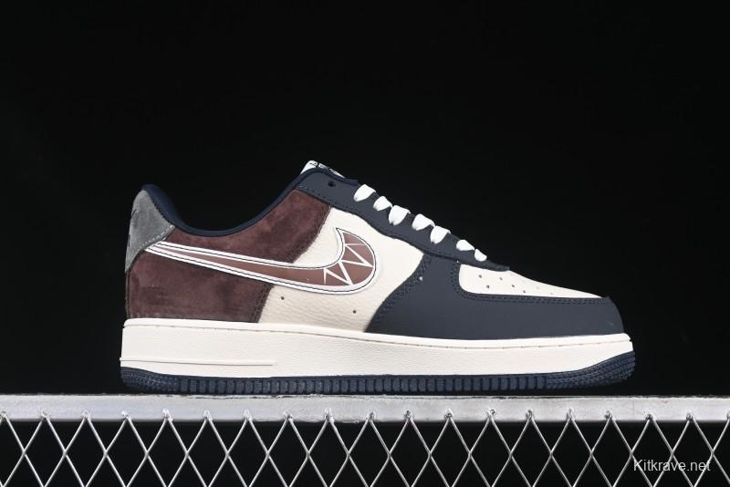 Nike Air Force 1 '07 Low Stussy Collaboration White Blue Chocolate Low-Top Casual Sneakers - KK1988-061