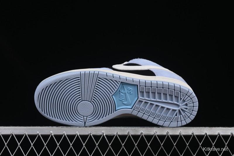 Nike SB Dunk Low Aluminum Skateboarding Shoes with Black Blue White Swoosh - HF3063-400