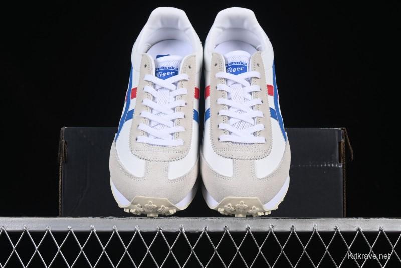 Onitsuka Tiger Vintage Runner Sneakers - White/Grey with Blue & Red Accents