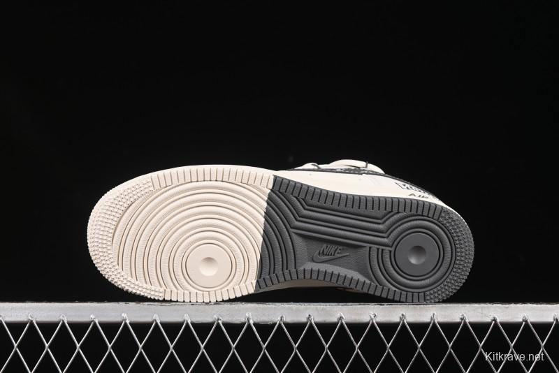 Nike Air Force 1 '07 Low LV Collaboration Two-Tone Grey Pattern Lace-Up Casual Sneakers - DM6868-063