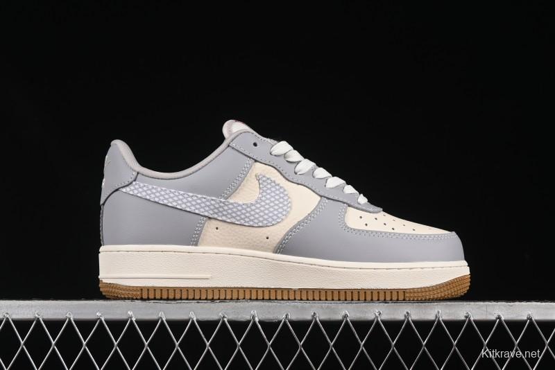 Nike Air Force 1 '07 Low Supreme Collaboration Light Grey Gum Casual Sneakers - KK1988-075