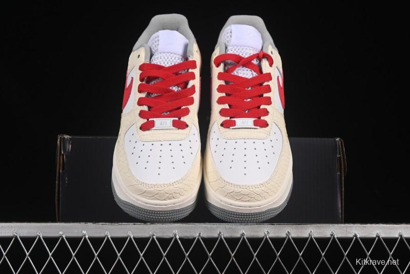 Nike Air Force 1'07 Low Snake Year Themed Casual Sneakers with Full-Length Air Cushion - DX2678-100
