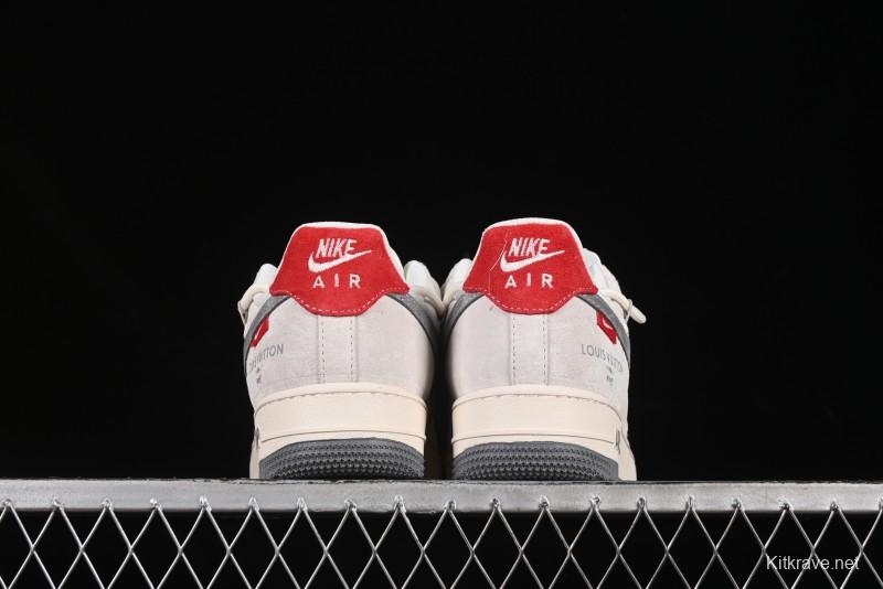 Nike Air Force 1 '07 Low LV Collaboration Two-Tone Red Heel Drawstring Casual Sneakers - DM6868-084