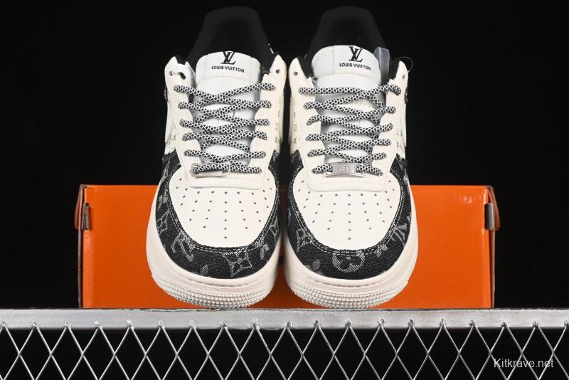 Nike Air Force 1 '07 Low LV Collaboration Double Print Denim Casual Sneakers - YX5066-317