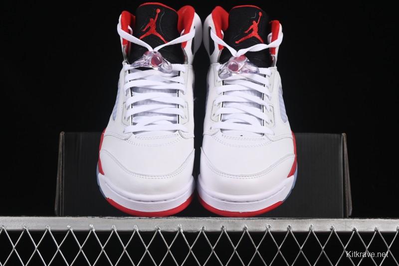 Nike Air Jordan 5 Retro Basketball Shoes Fire Red Black Tongue - HQ7978-101