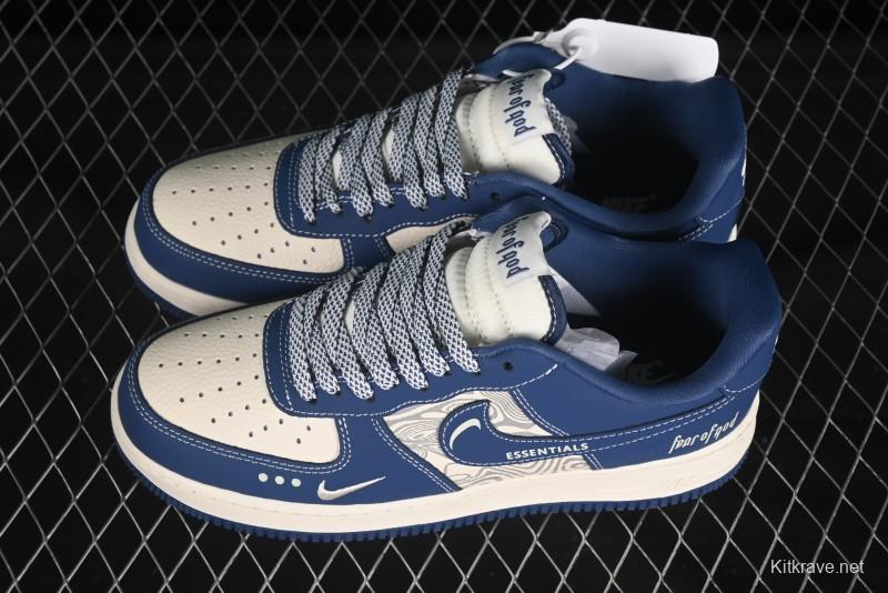 Nike Air Force 1'07 Low FOG Collaboration Beige Blue Ripple Casual Sneakers - KK1988-079